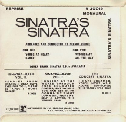 Frank Sinatra ‎– Sinatra's Sinatra (7"EP UK 1963) vg+/vg++ - Afbeelding 2