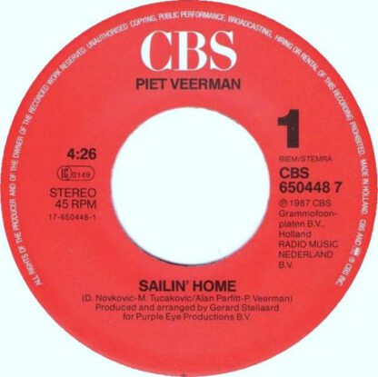 Piet Veerman ‎– Sailin' Home (7"si NL 1987) nm/vg++ - Afbeelding 3