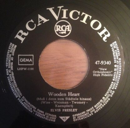 Elvis Presley ‎– Wooden Heart / Tonight's All Right For Love (7"si Germany 1964) Reissue of 1961 original vg+