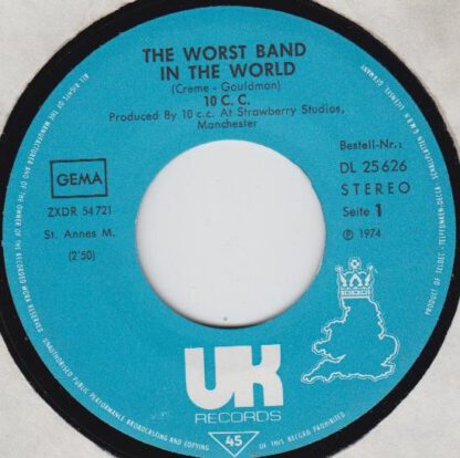 10cc ‎– The Worst Band in the World (7"si Germany 1974) PROMO! nm-/vg+ - Afbeelding 2