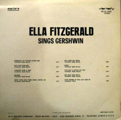 Ella Fitzgerald ‎– Ella Sings Gershwin (LP Italy 1974) re-release of 1950 original vg++/vg++ - Image 2