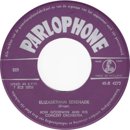 Ron Goodwin and His Orchestra ‎– Elizabethan Serenade / Red Cloak (7"si NL 1957) nm