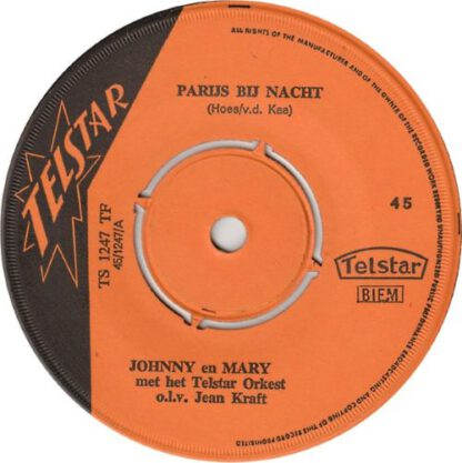 Johnny en Mary ‎– Parijs Bij Nacht (7"si NL 1966) vg+