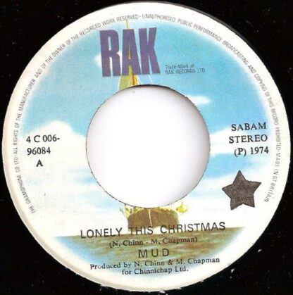 Mud ‎– Lonely This Christmas (7"si Belgium 1974) vg++/vg++ - Image 2