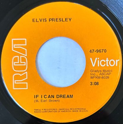 Elvis Presley ‎– If I Can Dream / Edge of Reality (7"si US 1968) vg+