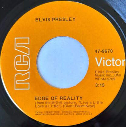 Elvis Presley ‎– If I Can Dream / Edge of Reality (7"si US 1968) vg+ - Image 2