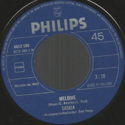 Saskia (en Serge) ‎– Melodie / Wij Blijven Geloven in Morgen (7"si NL 1971) vg++/vg+ - Image 3