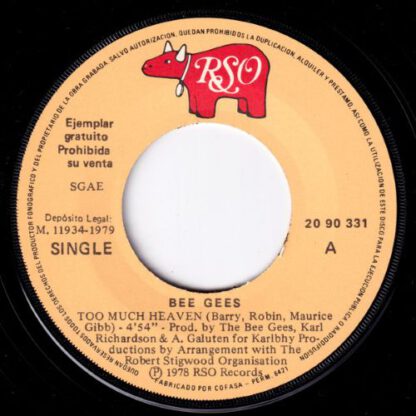 Bee Gees - Too Much Heaven (7"si Spain 1979) PROMO! vg+/vg+ - Image 3