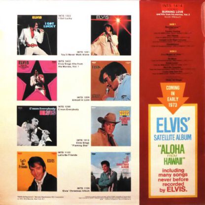 Elvis Presley ‎– Burning Love And Hits From His Movies, Vol. 2 (LP Germany 1972) vg+/vg++ - Image 2