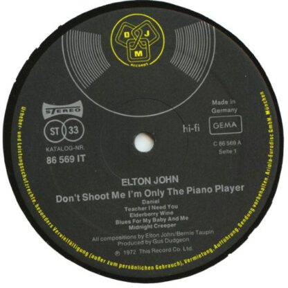 Elton John ‎– Don't Shoot Me I'm Only The Piano Player (LP Germany 1973) vg+/vg++ - Image 3