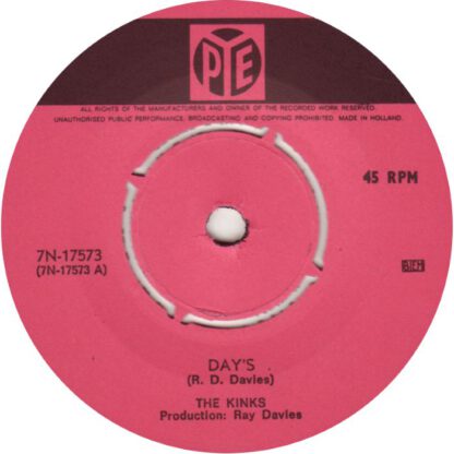 The Kinks ‎– Day's (7"si NL 1968) vg+/nm