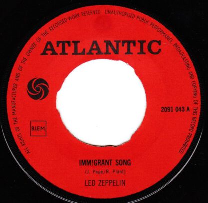 Led Zeppelin ‎– Immigrant Song (7"si NL 1970) vg/vg+