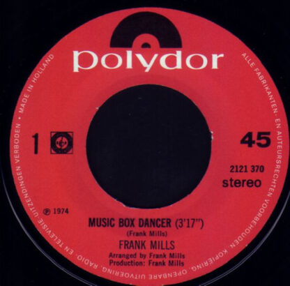 Frank Mills ‎– Music Box Dancer (7"si NL 1974) vg++/vg+ - Image 2