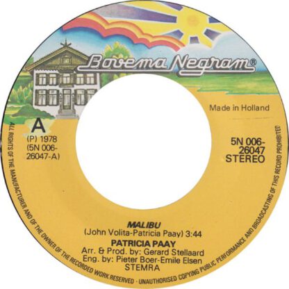 Patricia Paay ‎– Malibu (7"si NL 1978) nm/vg+ - Image 2