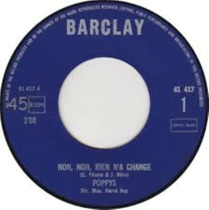 Poppys - Non, Non, Rien n'a Changé (7"si NL 1971) vg++/vg+ - Image 2