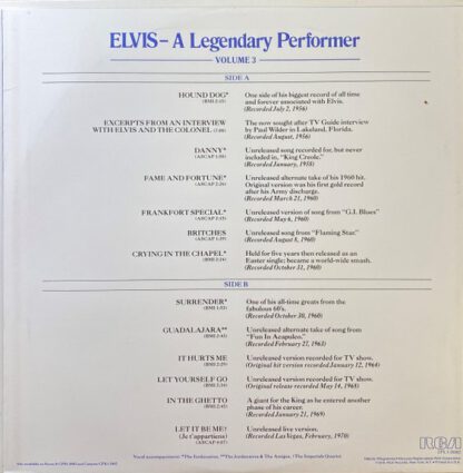 Elvis Presley ‎– Elvis: A Legendary Performer Volume 3 (LP US 1978) Rare Pressing! vg+++/vg++ - Image 2