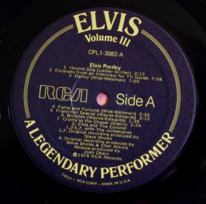 Elvis Presley ‎– Elvis: A Legendary Performer Volume 3 (LP US 1978) Rare Pressing! vg+++/vg++ - Image 3