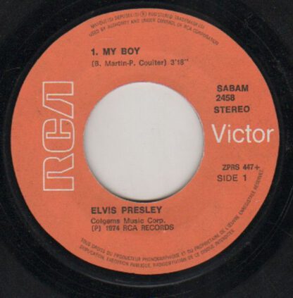 Elvis Presley ‎– My Boy / Loving Arms (7"si Belgium 1974) vg+/vg++ - Image 2