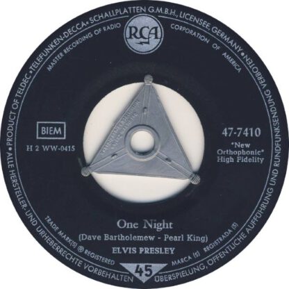 Elvis Presley ‎– One Night / I Got Stung (7"si Germany 1958) vg+