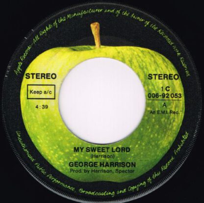 George Harrison ‎– My Sweet Lord / Isn't It a Pity (7"si Germany 1970) vg