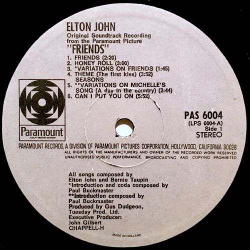 Elton John – OST Friends (LP NL 1971) vg+/vg+ - Image 3