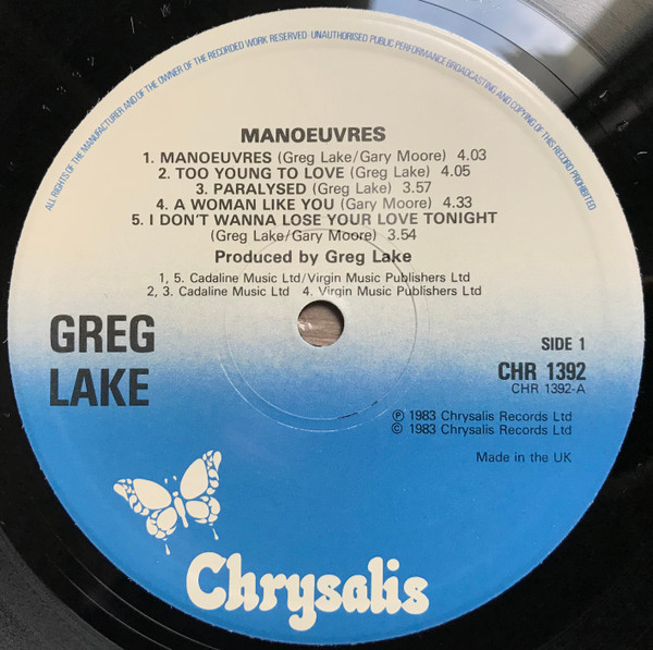 Greg Lake – Manoeuvres (LP UK 1983) featiuring Gary Moore! nm/vg++ - Image 3