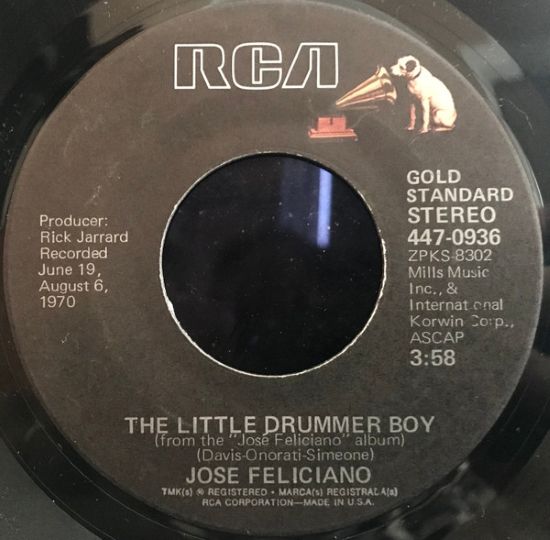 José Feliciano – Feliz Navidad / The Little Drummer Boy (7"si US 1978) 1970 Original from RCA's "Gold Standard"-series vg+ - Image 2