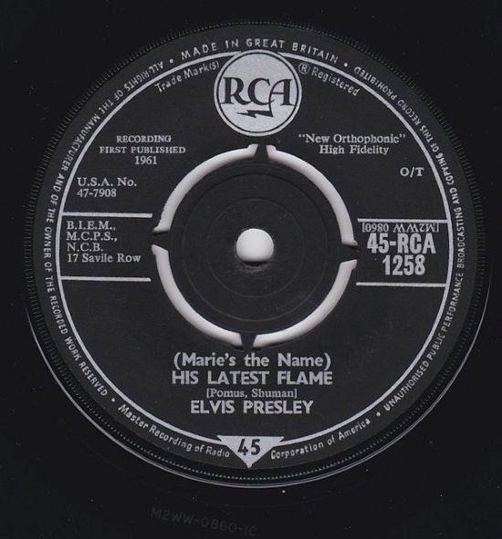 Elvis Presley – (Marie's the Name) His Latest Flame / Little Sister (7"si UK 1961) vg+/vg+