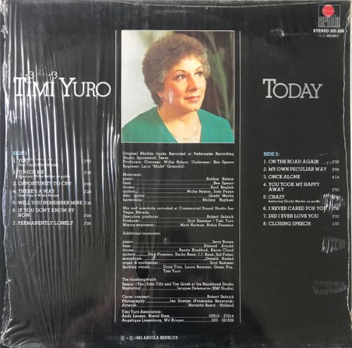 Timi Yuro – Today (LP NL 1982) nm/vg++ - Image 2