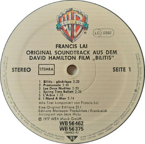 Francis Lai – "Bilitis" - Bande Originale du Film (LP Germany 1977) vg++/vg+ - Image 4